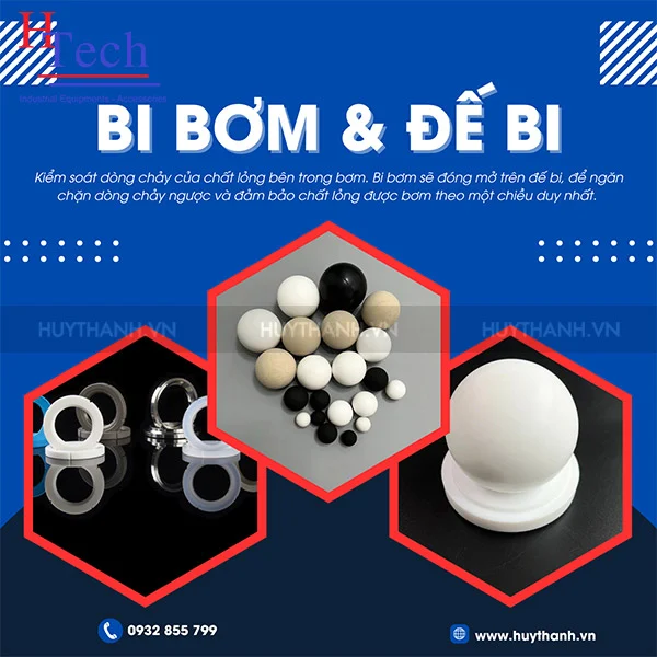phụ tùng bơm màng khí nén - bi bơm, đế bi