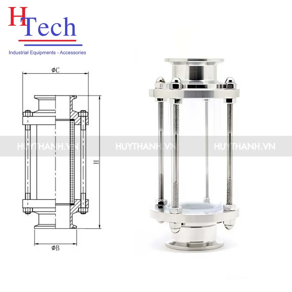 Kính Quan Sát Liệu Vi Sinh 2 Đầu Clamp Inox 316L 2 Kính quan sát liệu vi sinh 2 đầu clamp inox 316L