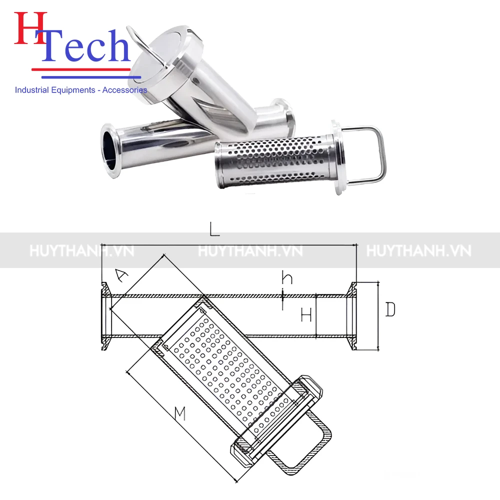 Lọc Y Vi Sinh Inox 316L 2 Đầu Clamp 4 Lọc y vi sinh 2 đầu clamp inox 316L