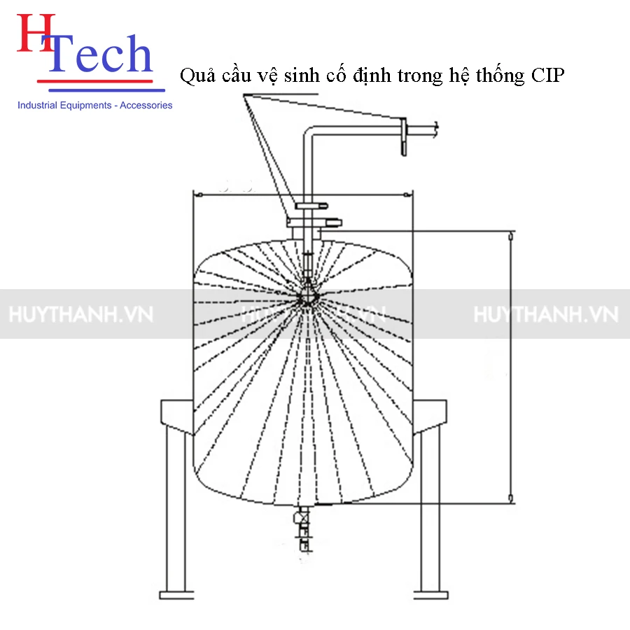 Quả Cầu Vệ Sinh Inox Vi Sinh 101.6mm (CIP) Cố Định Carten