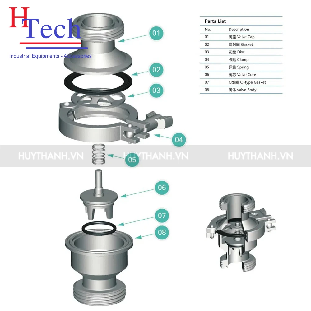 Van 1 Chiều Hàn Vi Sinh Inox 304/316L Chuẩn SMS/ DIN 11850 2 Van 1 chiều hàn vi sinh inox 316L chuẩn DIN 11850
