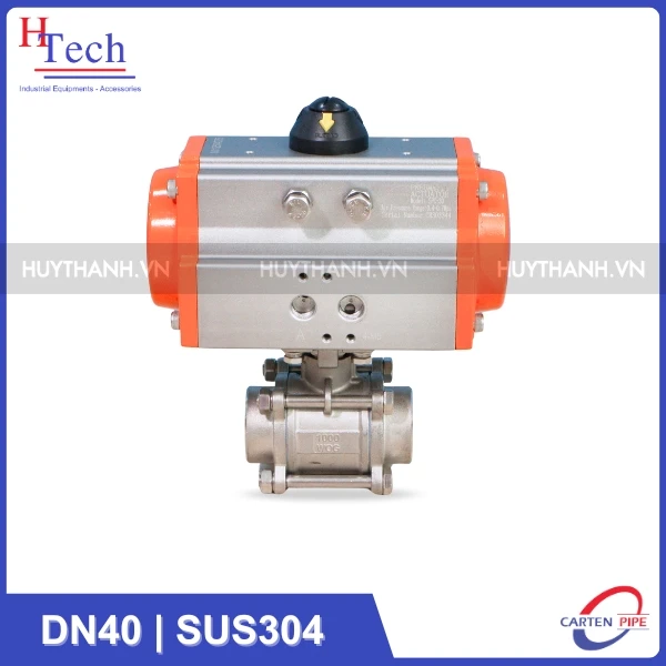 Van Bi Công Nghiệp Nối Hàn DN40 Điều Khiển Khí Nén Inox 304
