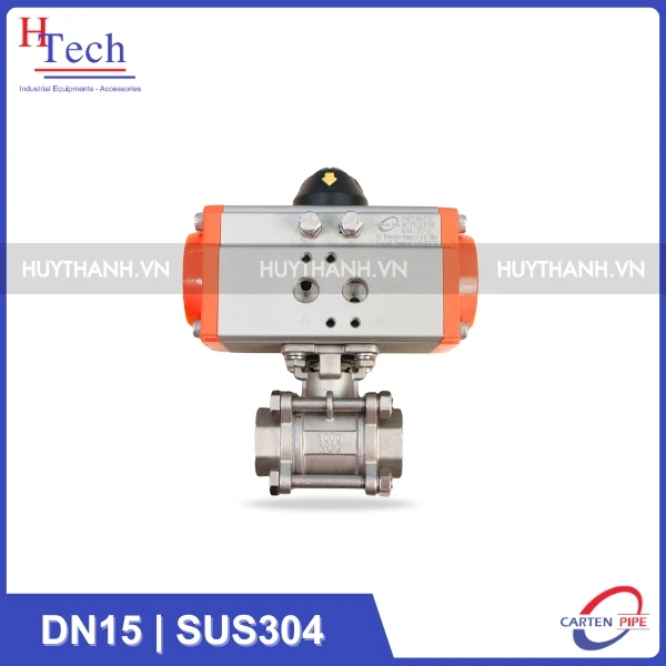 Van Bi Công Nghiệp Nối Ren DN15 Điều Khiển Khí Nén Inox 304