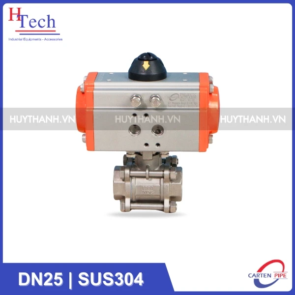 Van Bi Công Nghiệp Nối Ren DN25 Điều Khiển Khí Nén Inox 304