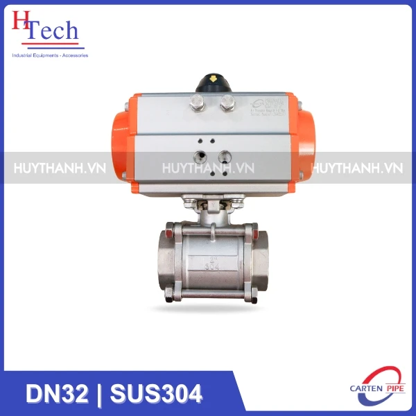 Van Bi Công Nghiệp Nối Ren DN32 Điều Khiển Khí Nén Inox 304