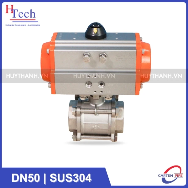 Van Bi Công Nghiệp Nối Ren DN50 Điều Khiển Khí Nén Inox 304