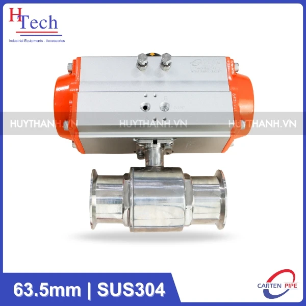 Van Bi Vi Sinh 2 Ngã 63.5mm Điều Khiển Khí Nén Inox 304 Kết Nối Clamp