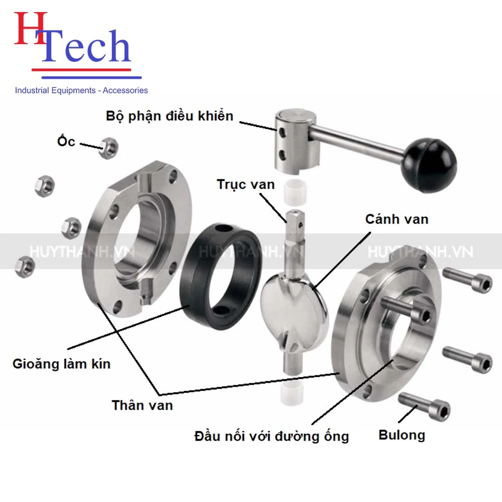 Van Bướm Hàn Tay Rút Vi Sinh Chuẩn SMS Inox 304/316L 2 Van bướm hàn tay rút vi sinh chuẩn SMS inox 304/316L