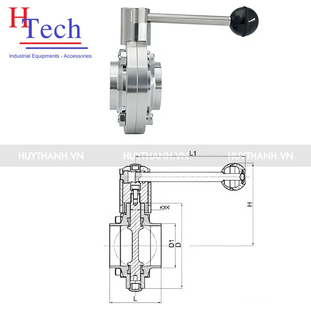 Van Bướm Hàn Tay Rút Vi Sinh Inox 304/316L Chuẩn DIN 11850 2 Van bướm hàn tay rút vi sinh inox 304/316L chuẩn DIN 11850