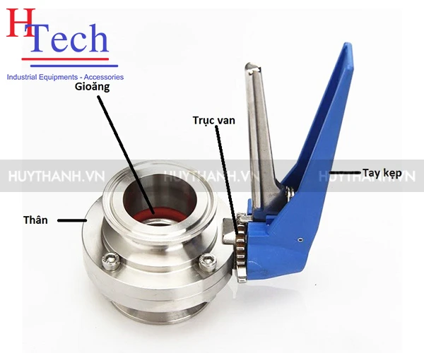 Van Bướm Tay Kẹp Vi Sinh Nối Clamp/Hàn DN25 Chuẩn DIN