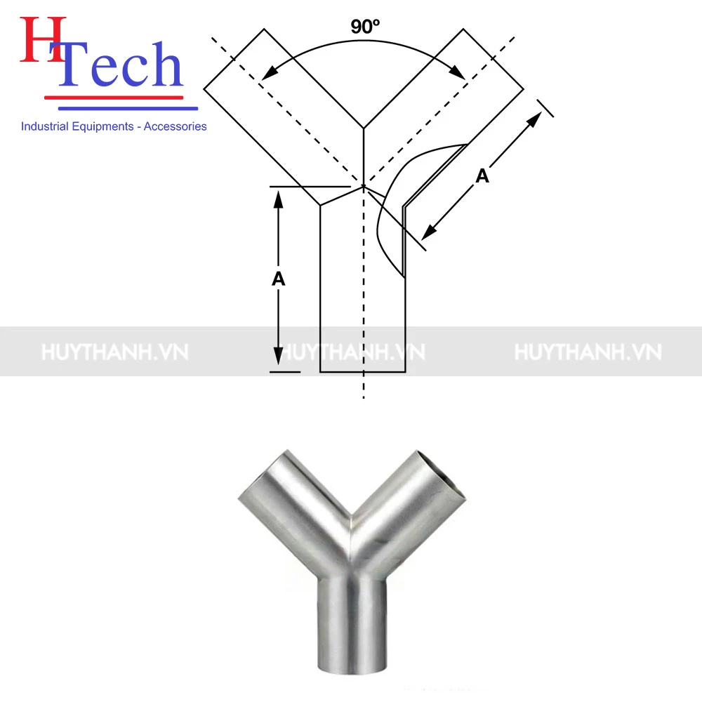 Y Đều Hàn Vi Sinh Inox 304/316L Chuẩn SMS/DIN 2 Y đều hàn vi sinh inox 316L chuẩn SMS