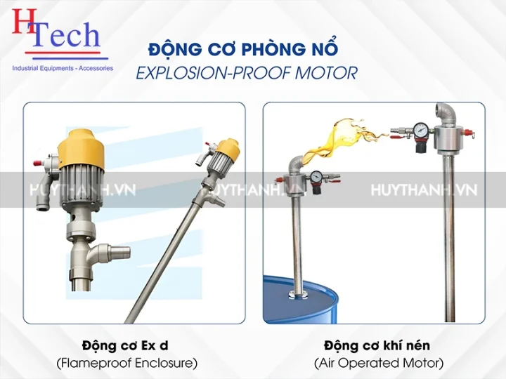 Hướng Dẫn Kỹ Thuật Chi Tiết Về Bơm Thùng Phuy Phòng Nổ 4 Bơm thùng phuy phòng nổ - động cơ an toàn