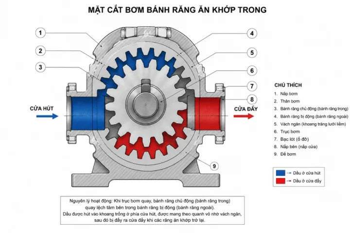 Máy Bơm Bánh Răng: Cấu Tạo, Nguyên Lý & Giá Tốt Nhất 17 Bơm Bánh Răng ăn Khớp Trong