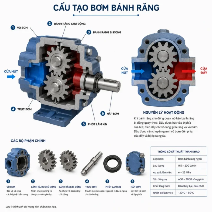 Cấu Tạo Bơm Bánh Răng ăn Khớp Ngoài