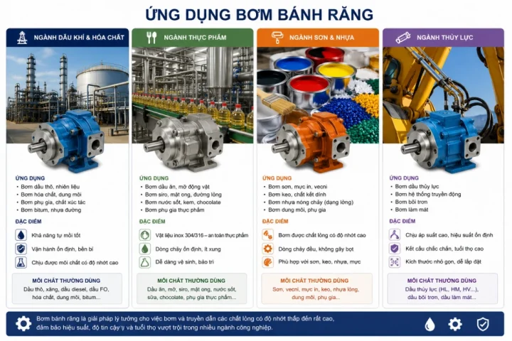 Máy Bơm Bánh Răng: Cấu Tạo, Nguyên Lý & Giá Tốt Nhất 24 ứng Dụng Của Máy Bơm Bánh Răng