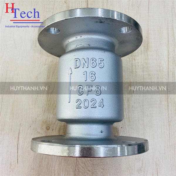 Van 1 chiều lò xo DN65 Inox 304 kết nối 2 đầu mặt bích
