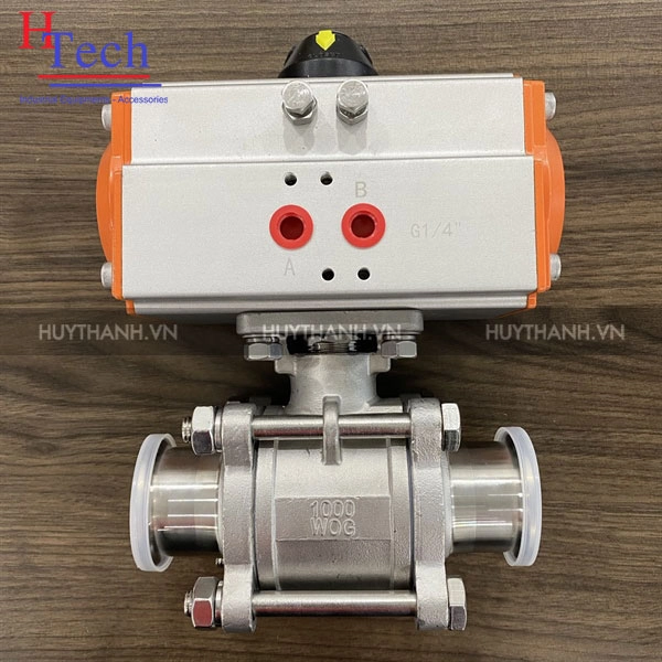 Van Bi Vi Sinh 2 Ngã DN25 Điều Khiển Khí Nén Inox 304/316 Kết Nối Clamp