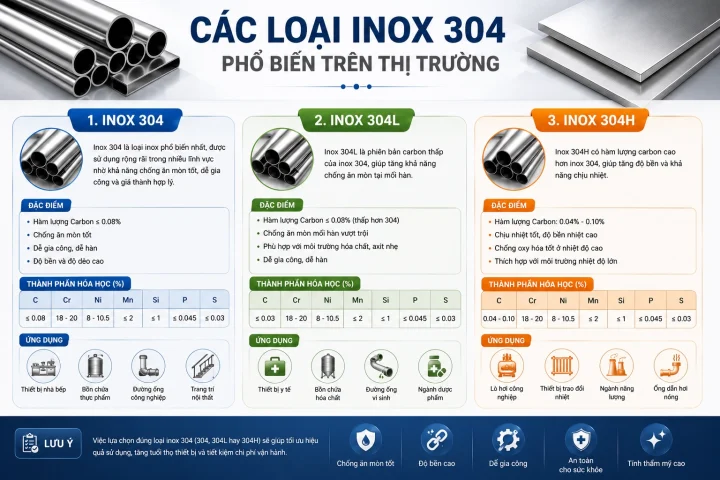 Inox 304 Là Gì? Các Loại Inox 304 Phổ Biến Trên Thị Trường 4 Cac Loai Inox 304