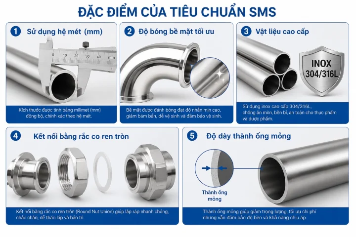Tiêu Chuẩn SMS Là Gì? Đặc Điểm, Ứng Dụng và Quy Đổi Chuẩn SMS 1 đặc điểm Của đường ống Chuẩn Sms