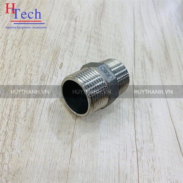 Đầu nối lục giác DN25 Inox 316 2 đầu ren ngoài