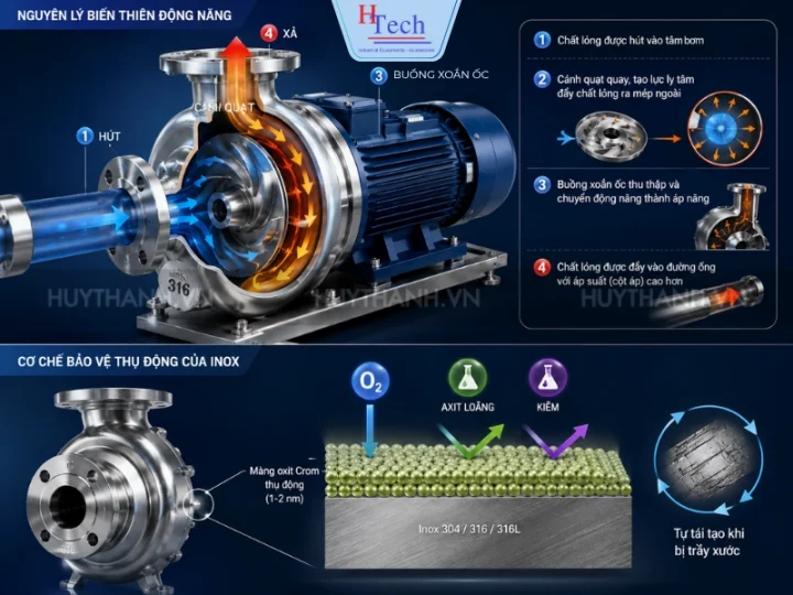 Bơm Ly Tâm Đầu Inox: Cẩm Nang Kỹ Thuật Chuyên Sâu Và Giải Pháp Tối Ưu Cho Công Nghiệp 1 Bơm Ly Tam Dau Inox Huy Thanh 2
