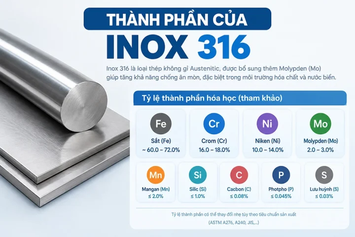 Inox 316 Là Gì? Thành Phần, Đặc Tính, Ưu Điểm Và Ứng Dụng Của Inox 316 2 Thành Phần Cấu Tạo Inox 316