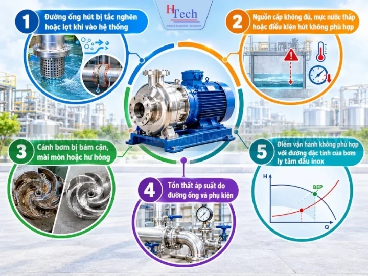 Bơm Ly Tâm Đầu Inox Bị Tụt Lưu Lượng, Giảm Áp: Nguyên Nhân Và Cách Khắc Phục 2 Bom Ly Tam Dau Inox Huy Thanh 2