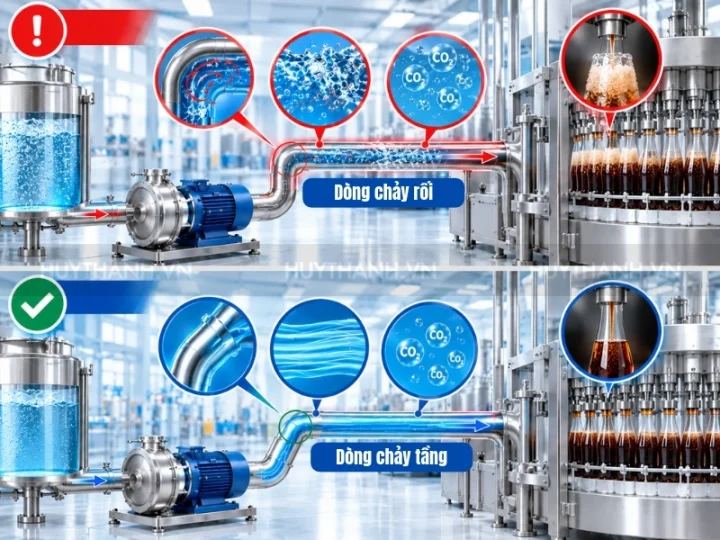 Máy Bơm Nước Ngọt Trong Dây Chuyền Chiết Rót: Cách Hạn Chế Tạo Bọt Và Thất Thoát Co₂ 2 May Bom Nuoc Ngot Huy Thanh 1